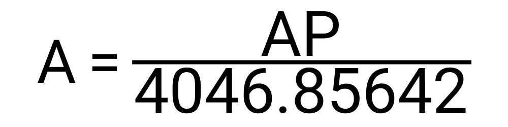 An image showing the formula for calculating the acreage of a plot of land.